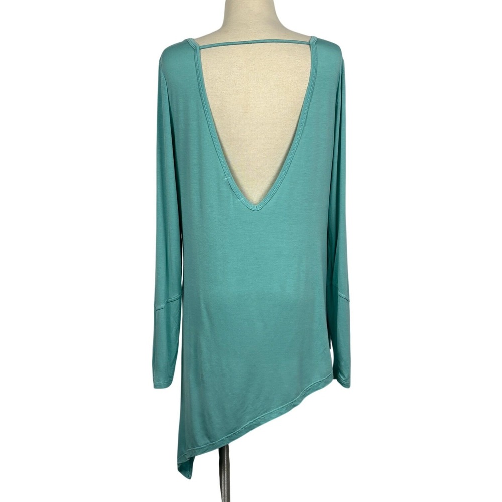 PrAna Asymmetrical‎ Tunic Top Womens M Teal Open Back Long Sleeve - Picture 2 of 11